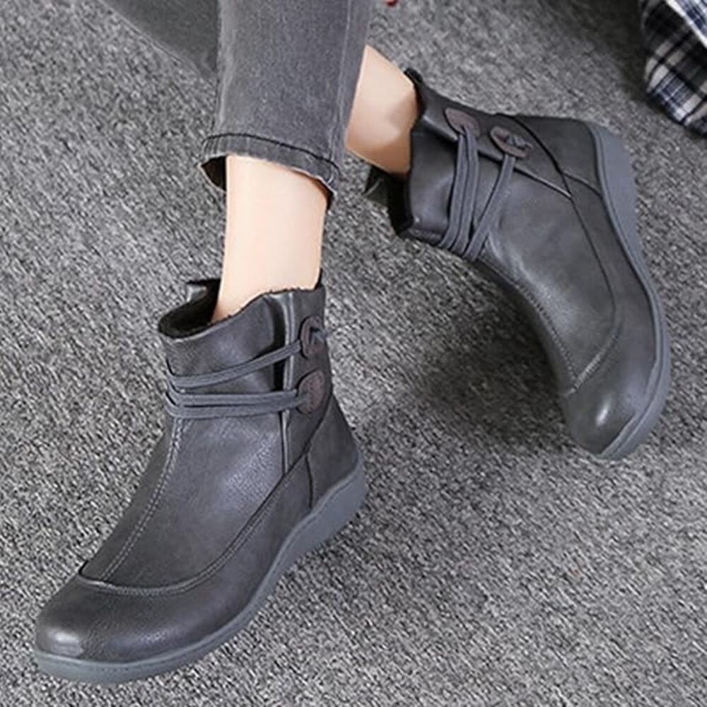 Women Ankle Boots Low Heel Slip on Comfortable Booties Gray Size 8US / 39CN - Picture 10 of 12